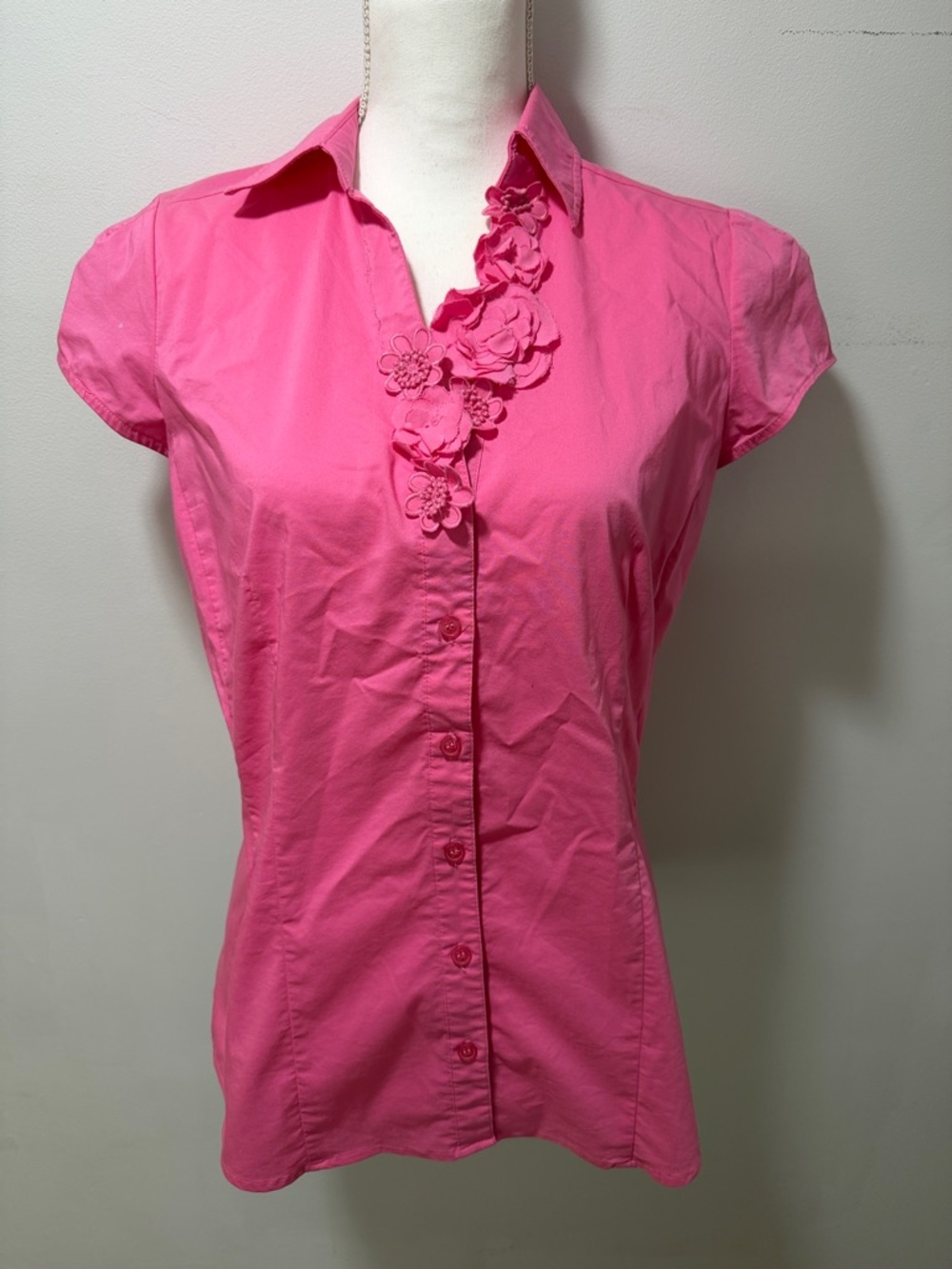 NY &‎ Company Vintage Y2K 90s Flower PINK Blouse M Top Bratz Mean Girls MobWife